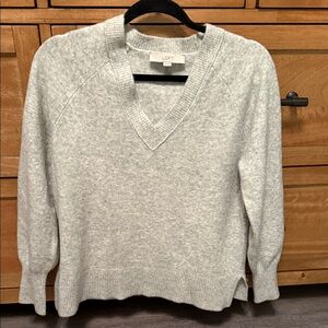 LOFT Gray V-Neck Sweater